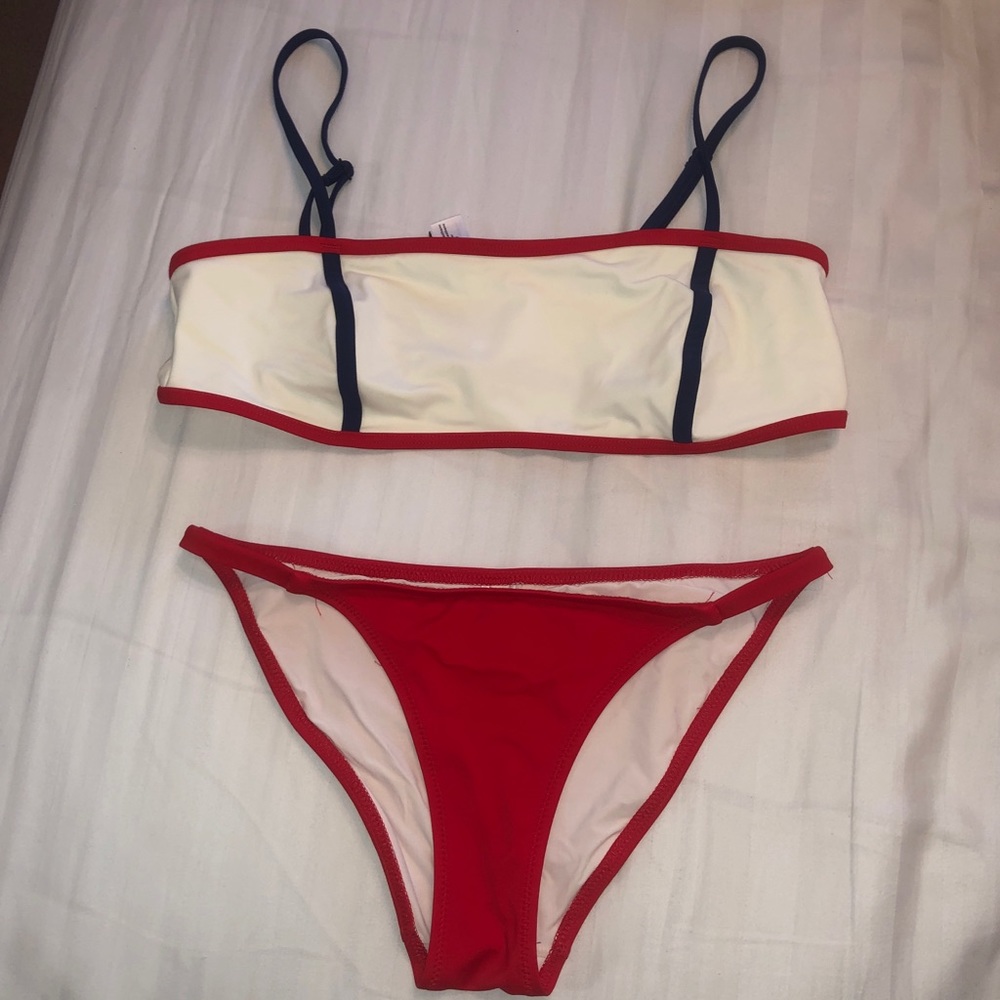 NWOT Solid and Striped Bikini
